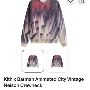 Kith x Batman Animated City Vintage Nelson Crewneck - Purple and Cream